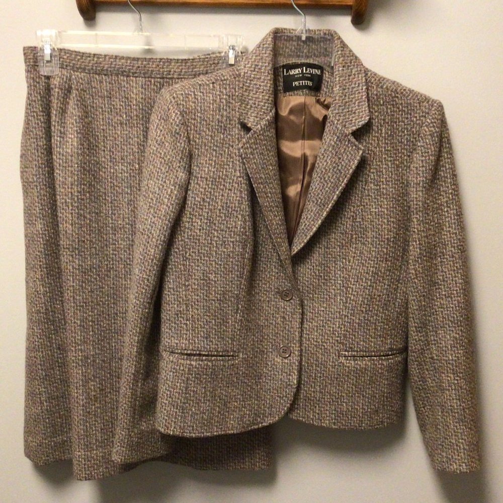 Larry Levine Petites - Tweed Fully Lined Two Piece Suit, Jacket & Skirt